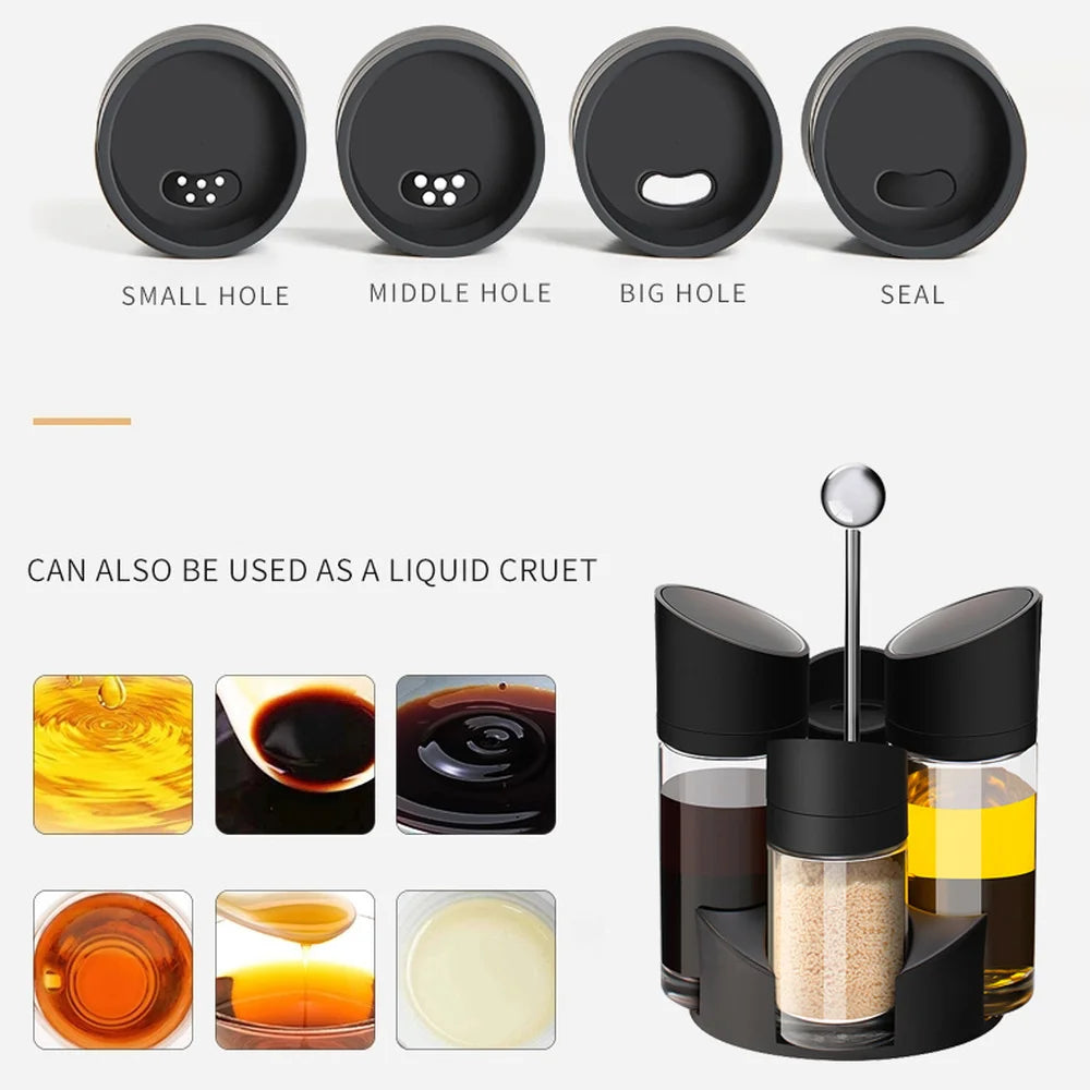 Spice Carousel: This 5-piece rotating cruet set is the perfect kitchen storage solution for your salt, pepper, oil, and vinegar.