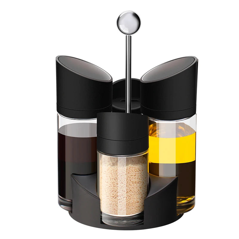 Spice Carousel: This 5-piece rotating cruet set is the perfect kitchen storage solution for your salt, pepper, oil, and vinegar.
