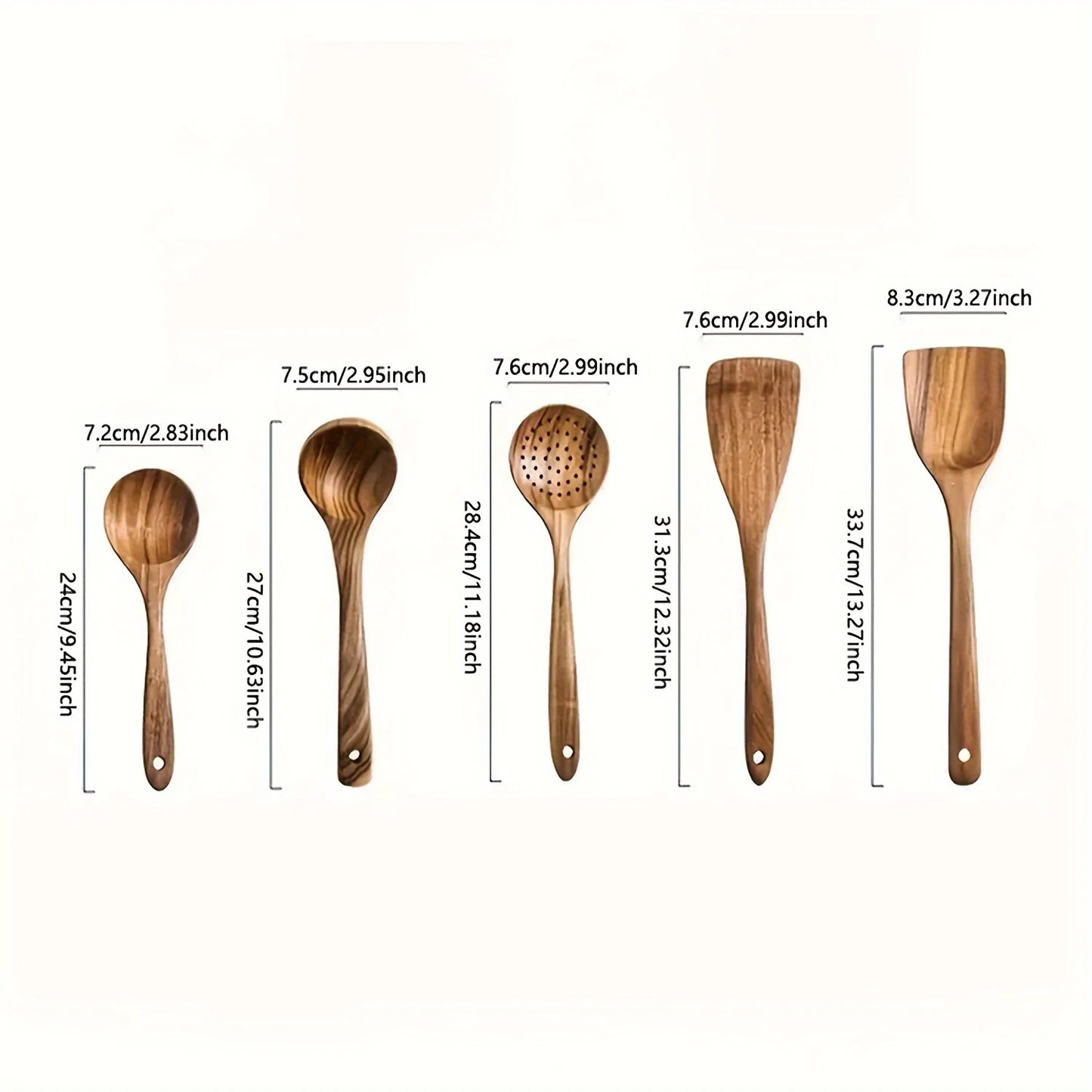 The Natural Chef:  Your complete wooden kitchen utensil set, including spoons, ladles, and spatulas, made for seamless cooking with your non-stick cookware.