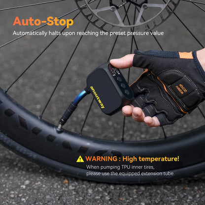 Pompe électrique Anoutway AT1 Pro Mini pour vélo, gonfleur de pneus sans fil avec écran, charge rapide en 25 minutes, batterie 120 PSI max. 450 mAh 