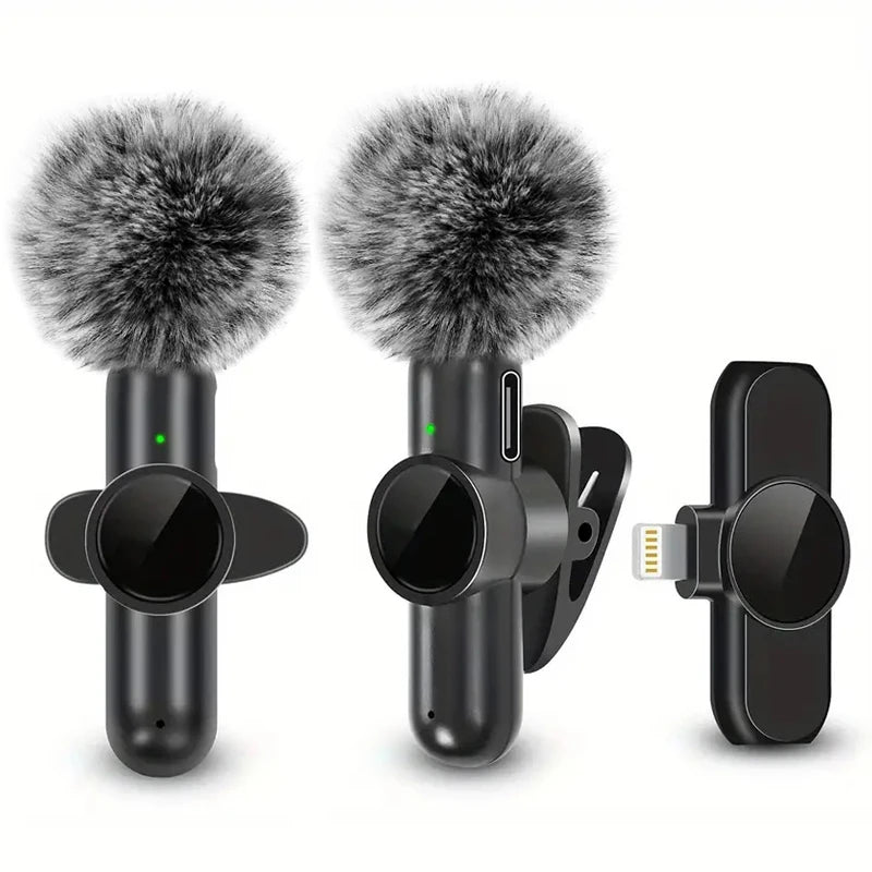 The AirMic:  A wireless lavalier microphone designed for seamless audio and video recording on your mobile phone, featuring a windproof cover.
