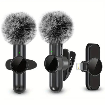 The AirMic:  A wireless lavalier microphone designed for seamless audio and video recording on your mobile phone, featuring a windproof cover.