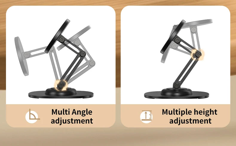 MagniFlex: A 1080° rotation magnetic phone holder with a foldable design, offering a multi-angle adjustable stand for iPhone, Samsung, and more.