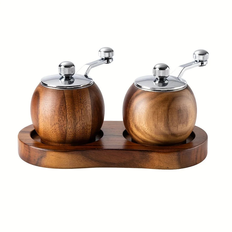 Spice Trio: This 3-piece solid wood pepper grinder set provides adjustable coarseness with a durable ceramic rotor for all your cooking needs.
