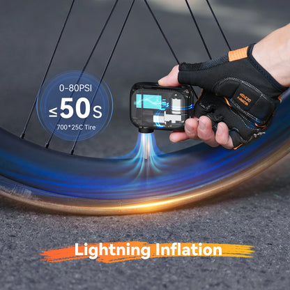 Pompe électrique Anoutway AT1 Pro Mini pour vélo, gonfleur de pneus sans fil avec écran, charge rapide en 25 minutes, batterie 120 PSI max. 450 mAh 