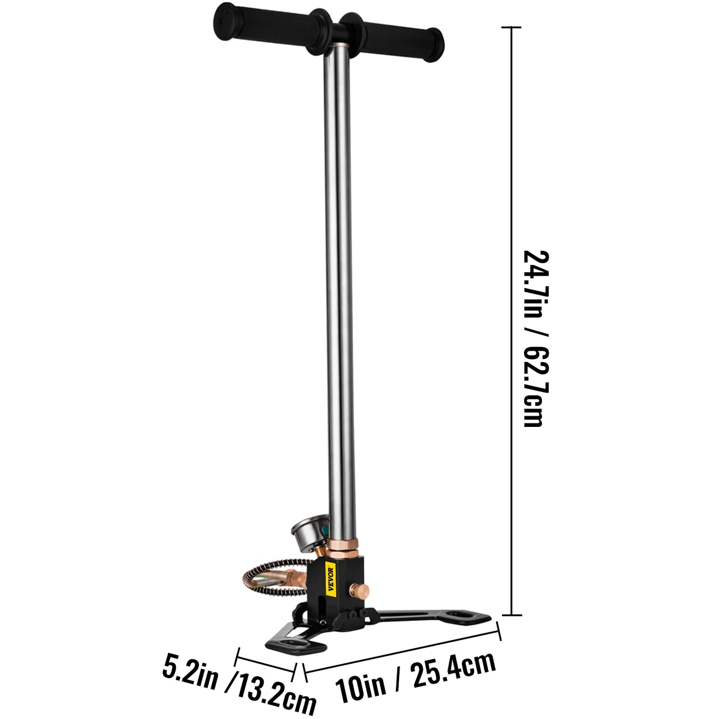 VEVOR Pressur: A reliable 3-stage hand pump with a pressure gauge, providing 4500PSI for your inflatable gear and air guns.