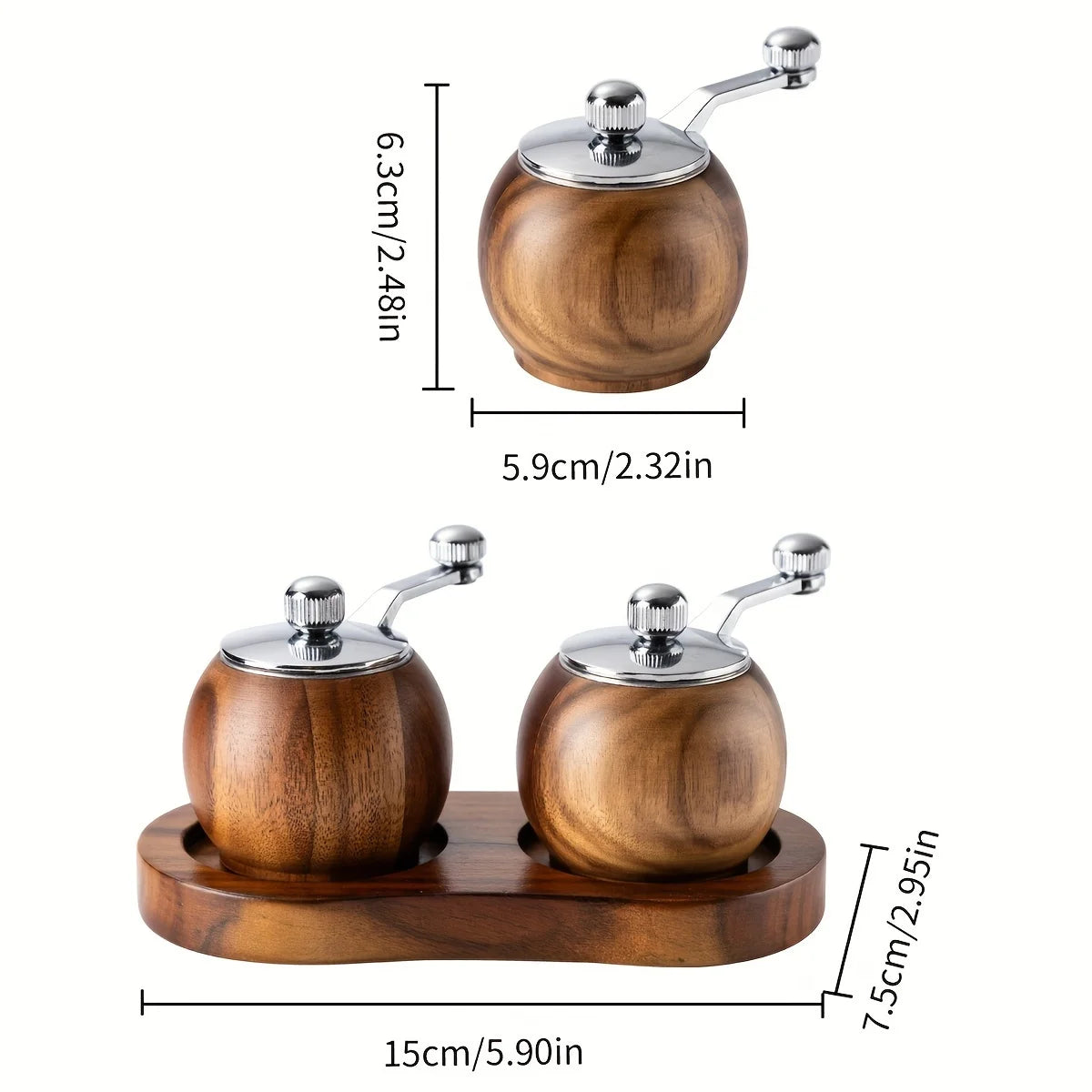 Spice Trio: This 3-piece solid wood pepper grinder set provides adjustable coarseness with a durable ceramic rotor for all your cooking needs.