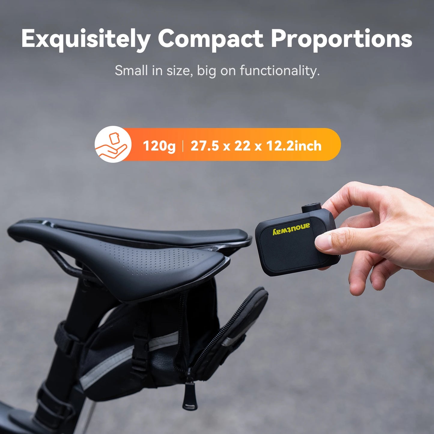 Pompe électrique Anoutway AT1 Pro Mini pour vélo, gonfleur de pneus sans fil avec écran, charge rapide en 25 minutes, batterie 120 PSI max. 450 mAh 