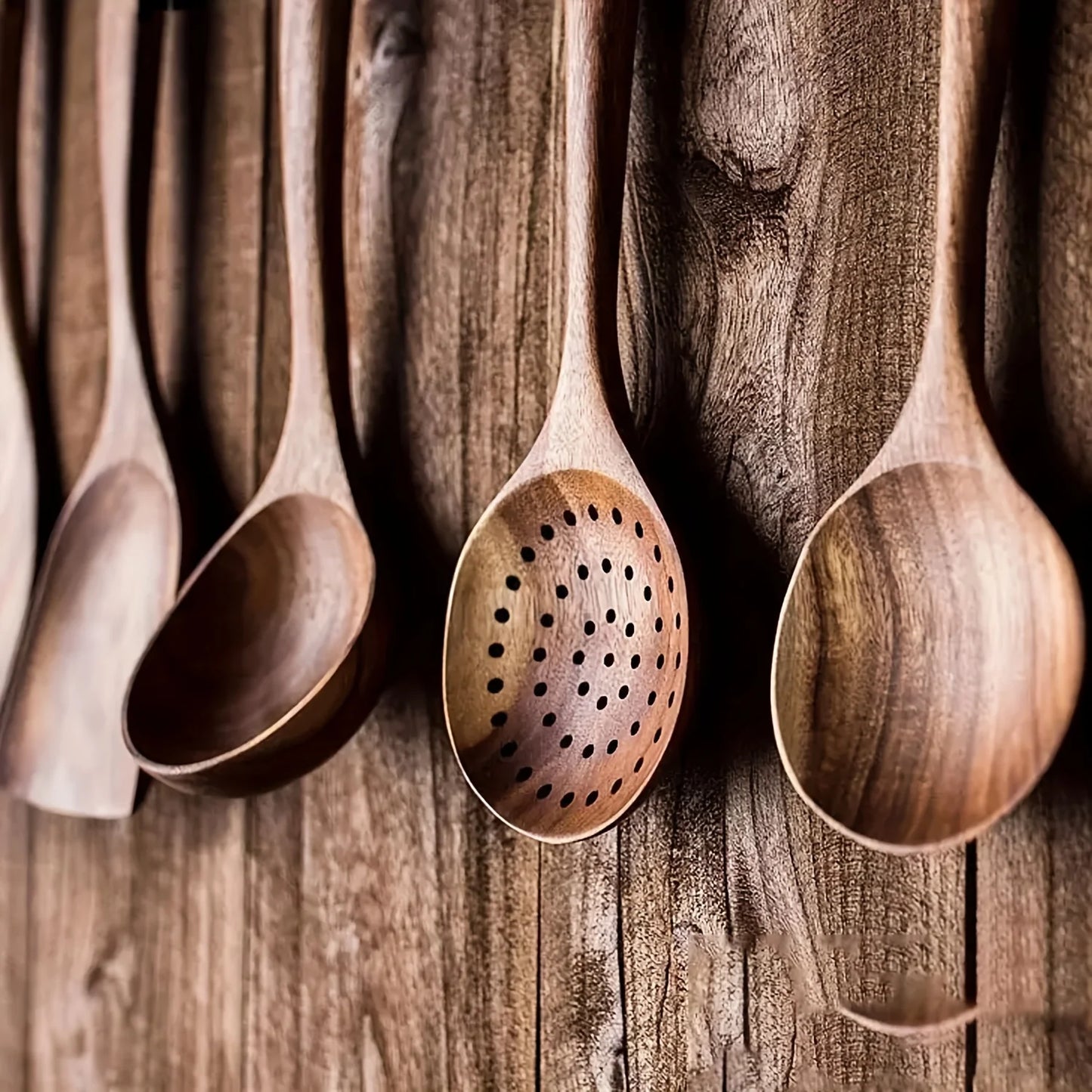 The Natural Chef:  Your complete wooden kitchen utensil set, including spoons, ladles, and spatulas, made for seamless cooking with your non-stick cookware.