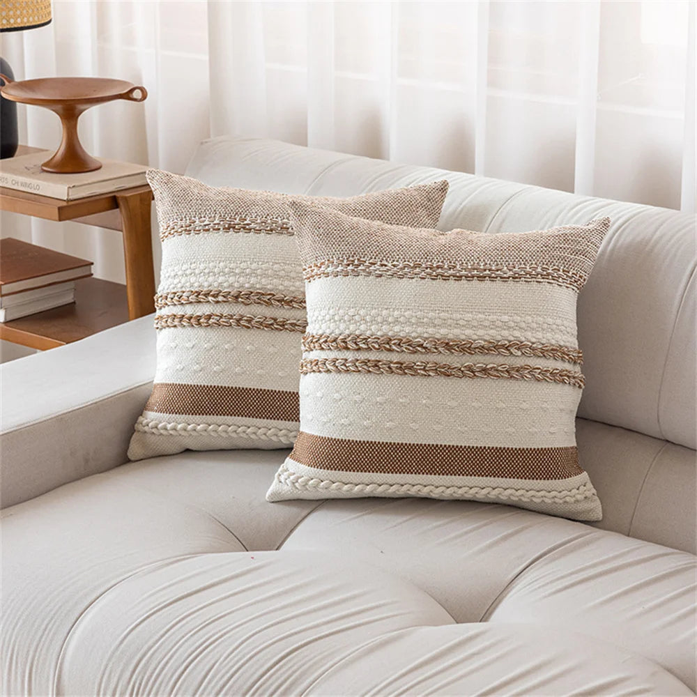 LuxeLoom: Find simple elegance with our light luxury stripe pillow cushion cover, a versatile home decoration (30x50/45x45cm) for your living room sofa, bedhead, or car.