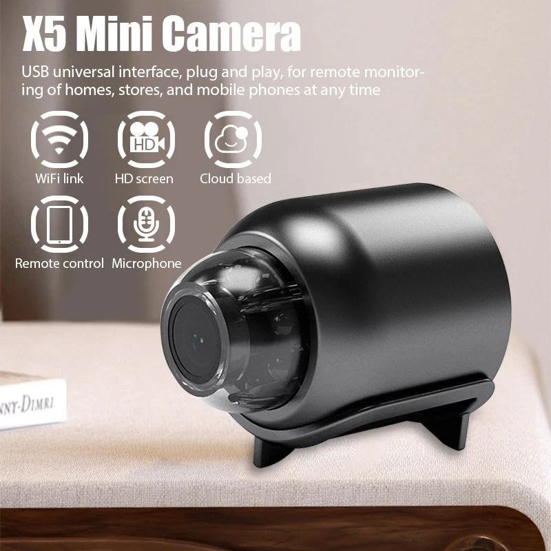 VisionGuard: A 1080P HD mini WiFi camera with night vision, perfect for remote home, kids, and pet safety monitoring.