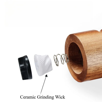 Rustic Mill Trio: : See your spices in this transparent acrylic and wooden pepper and salt mill set, designed for simple, manual home use.