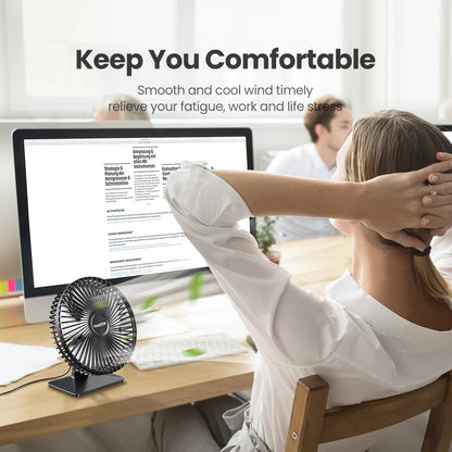 Ventilador de escritorio USB GAIATOP: ultrasilencioso, 4 velocidades, refrigeración ajustable