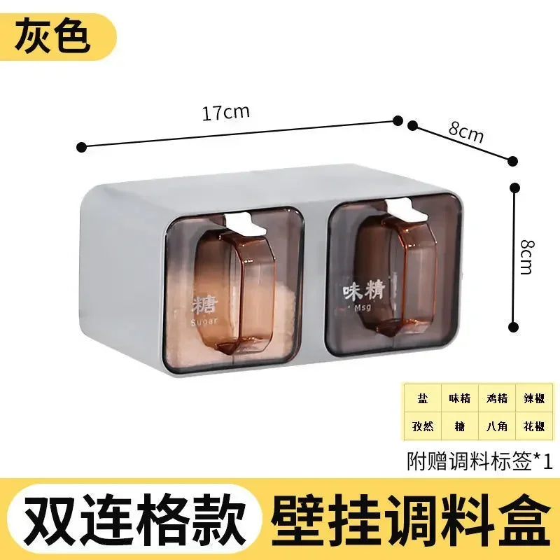 The Flavor Fusion: A smart, wall-mounted multi-grid salt and seasoning storage solution for your kitchen.