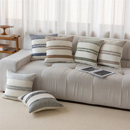 LuxeLoom: Find simple elegance with our light luxury stripe pillow cushion cover, a versatile home decoration (30x50/45x45cm) for your living room sofa, bedhead, or car.