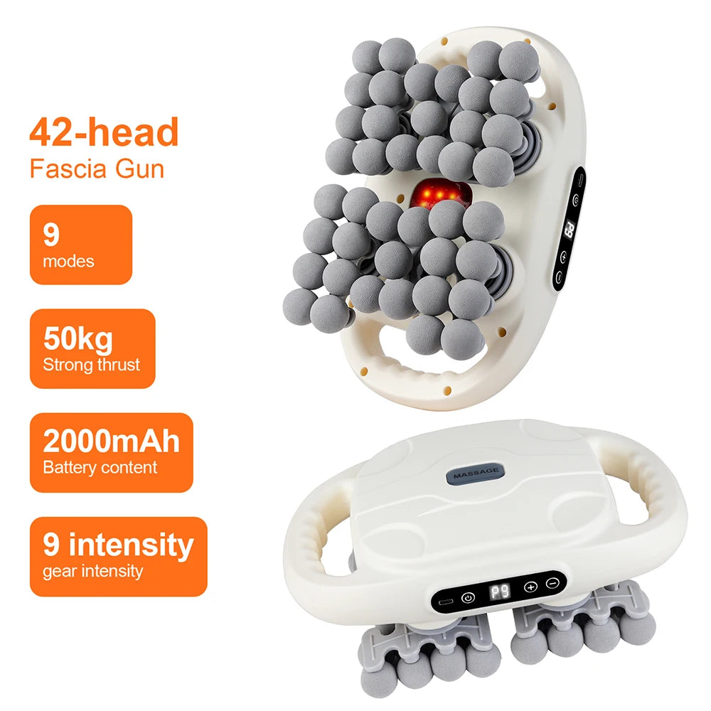 VitalFlow: Experience powerful High-Frequency Vibration with this 42-Heads Fascia Gun, designed as a Massager for your back, waist, neck, and shoulders.