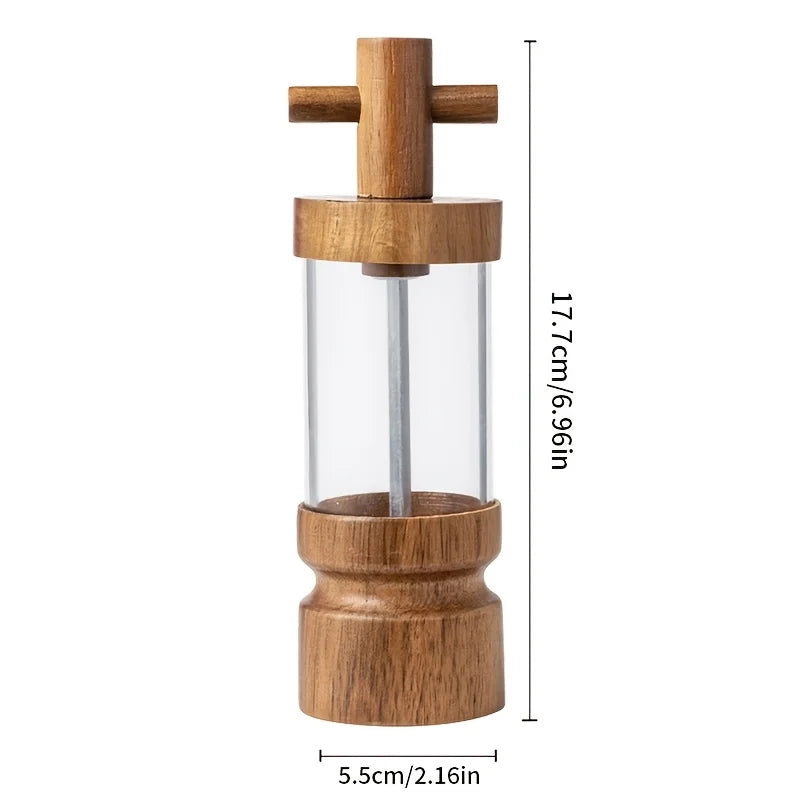 Rustic Mill Trio: : See your spices in this transparent acrylic and wooden pepper and salt mill set, designed for simple, manual home use.
