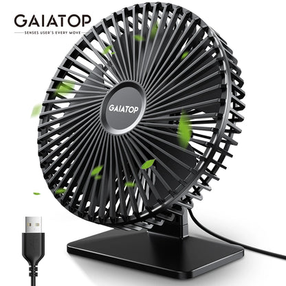 Ventilador de escritorio USB GAIATOP: ultrasilencioso, 4 velocidades, refrigeración ajustable