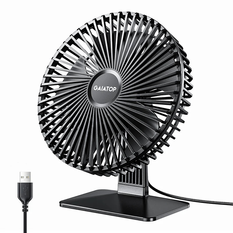 Ventilador de escritorio USB GAIATOP: ultrasilencioso, 4 velocidades, refrigeración ajustable