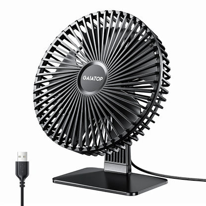 Ventilador de escritorio USB GAIATOP: ultrasilencioso, 4 velocidades, refrigeración ajustable
