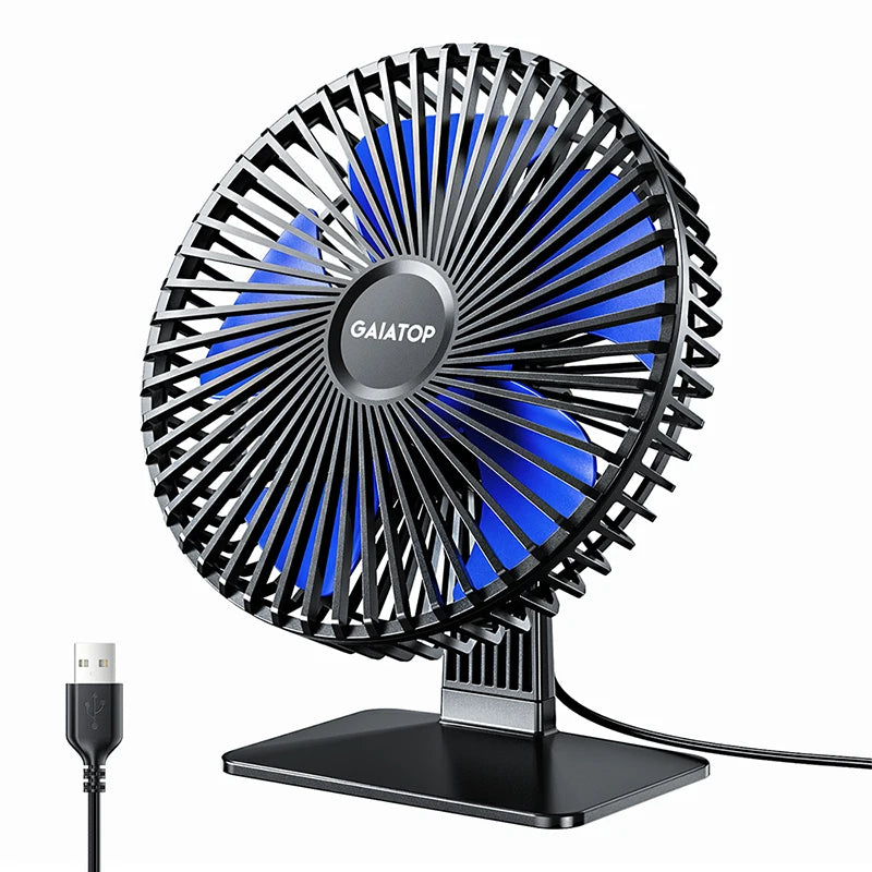 Ventilador de escritorio USB GAIATOP: ultrasilencioso, 4 velocidades, refrigeración ajustable