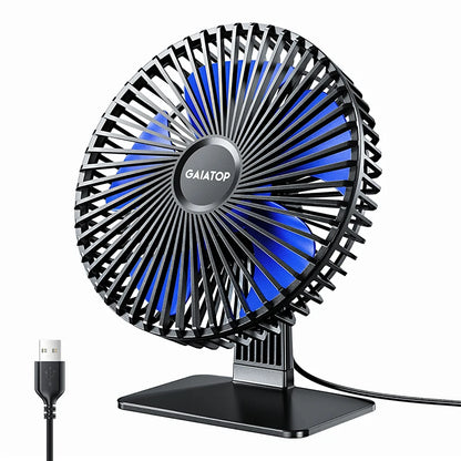 Ventilador de escritorio USB GAIATOP: ultrasilencioso, 4 velocidades, refrigeración ajustable